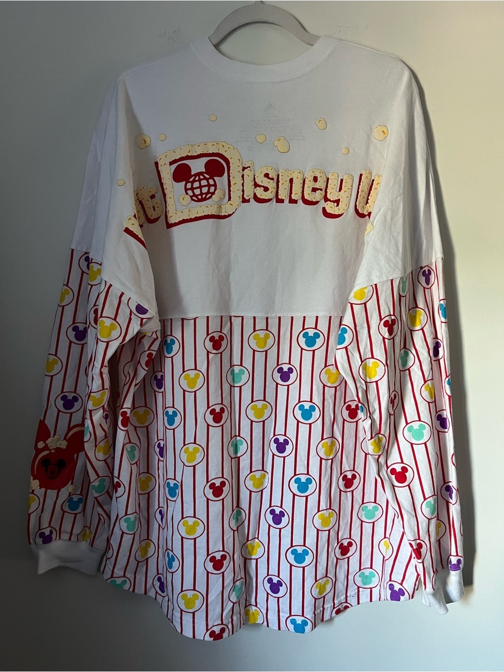 Disney Parks Popcorn + Ballon Spirit Jersey Striped Pattern Multicolored Mickey - Picture 2 of 14